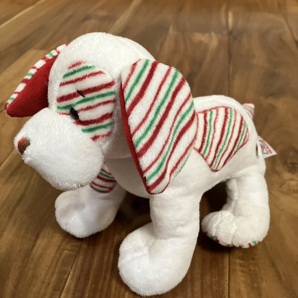 Ganz Webkinz Peppermint Puppy Animal Cute Small White Stripe Plush Toy No Codes